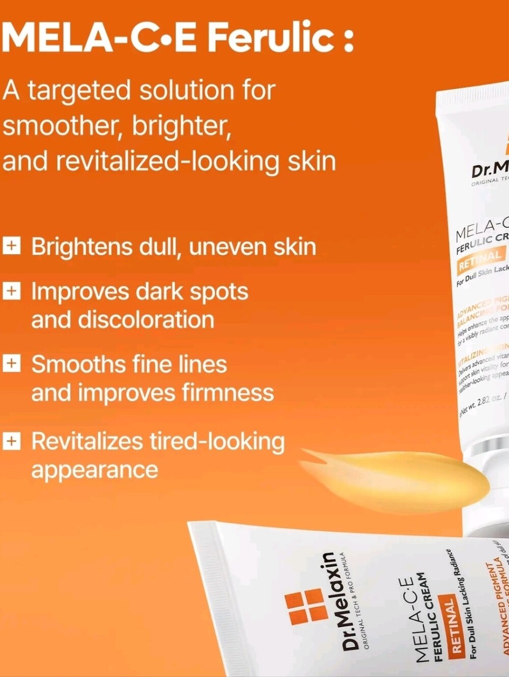 MELA-C E Ferulic Cream – Brightening Retinol Skincare (Orange)